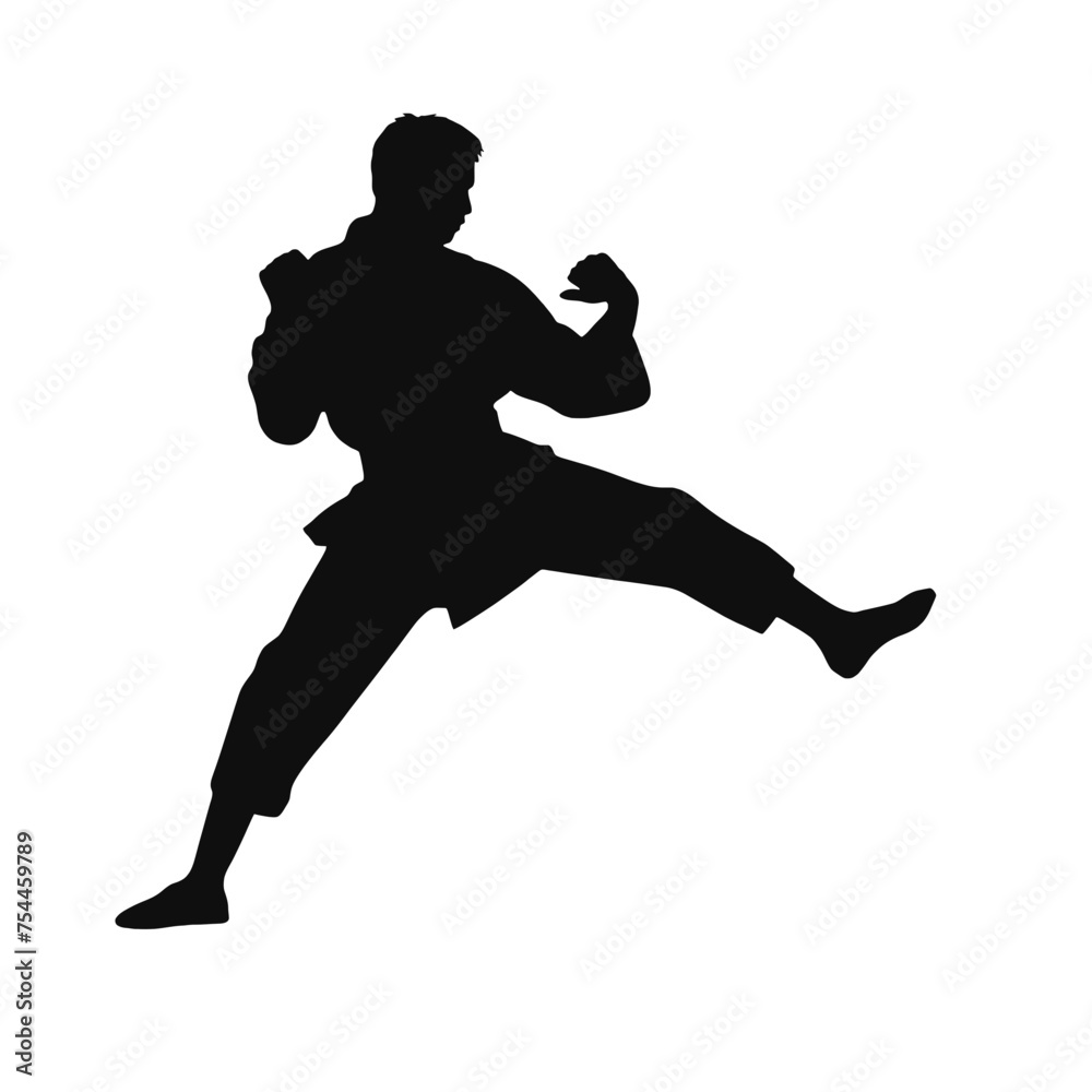 karate player silhouette logo design