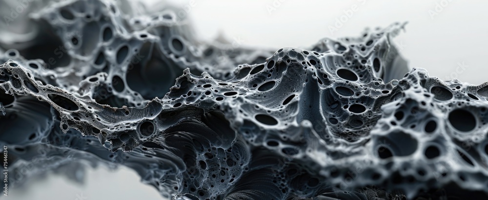 Detailed view of an object coated with an ultra-black material, capturing its unique appearance and depth Detailed view of an object coated with an ultra-black material, capturing its unique appearance and depth