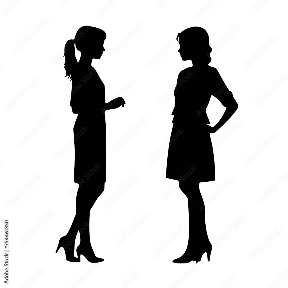 Businesswoman finance and business silhouette  isolated white background