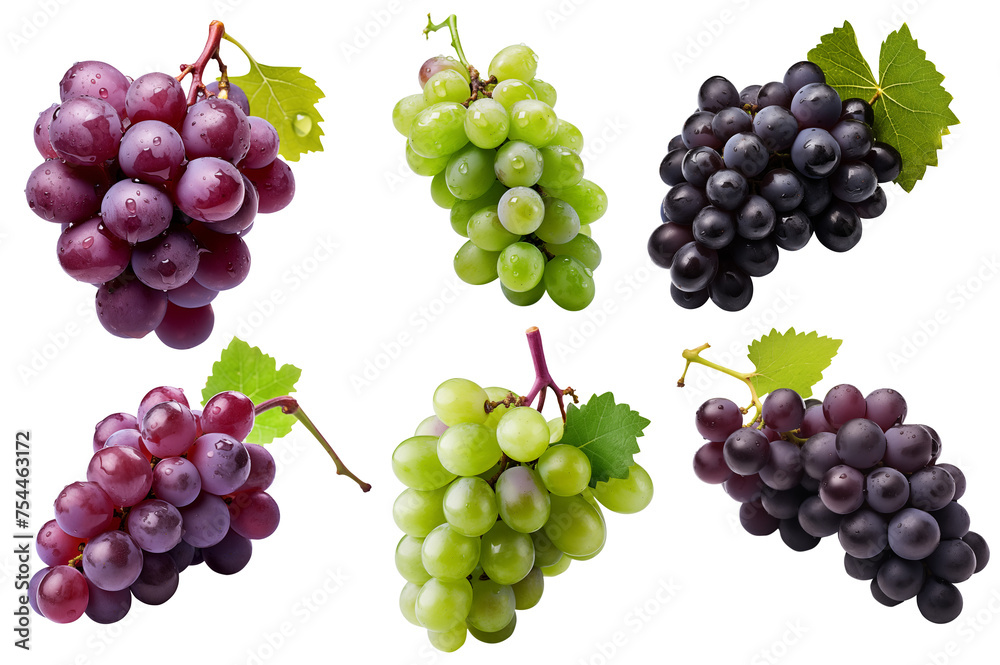 Grape varieties with transparent background PNG. Generative AI Grape varieties with transparent background PNG. Generative AI