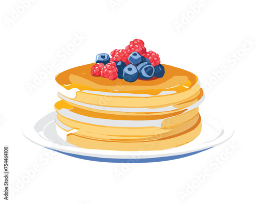 pancakes topped with syrup fruits