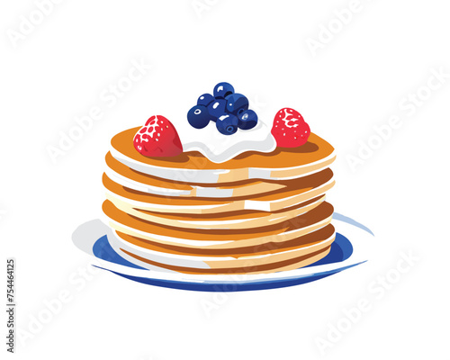pancakes topped with syrup fruits