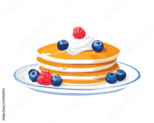 pancakes topped with syrup fruits