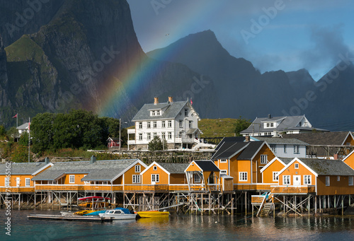 Regenbogen über Reine, Moskenesoya, Lofoten, Nordland, Norwegen photo