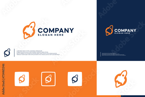 launch rocket logo , space, logo design vector.