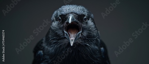  a black bird with it's mouth open and it's mouth wide open with it's mouth wide open.