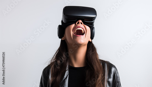 Woman in VR glasses.
