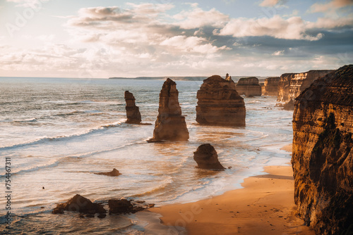Great view at the rocks of the twelve apostels along the Great Ocean Road in south Australia