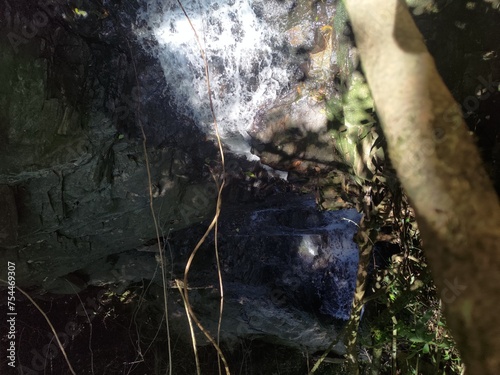small waterfall in the middle of nature