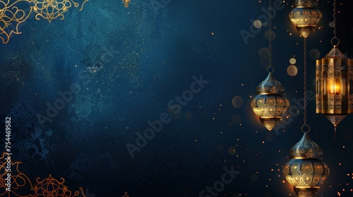 Navy and Gold Islamic Motif Background With Room for Words