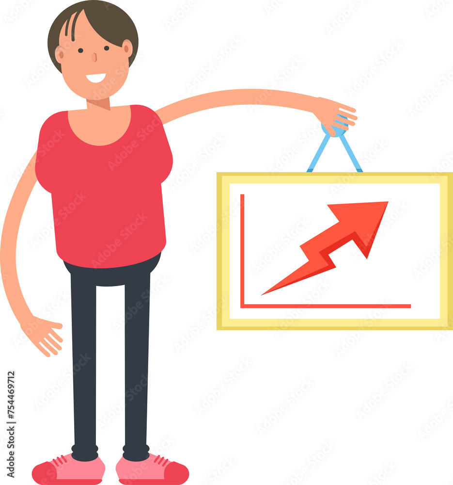 Boy Character Holding Arrow Chart
Boy Character Holding Arrow Chart