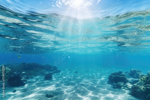Sunlight shining through clear water, suitable for nature themes