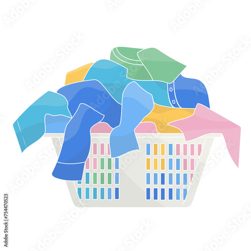 dirty multicoloured clothes basket	

