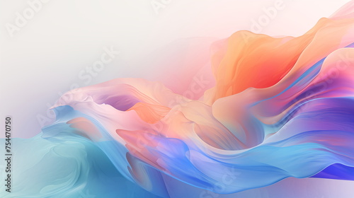 Abstract pastel interweaving of different color waves on a light background. Abstract bright background wallpaper showing dreamlike impressionist scene.