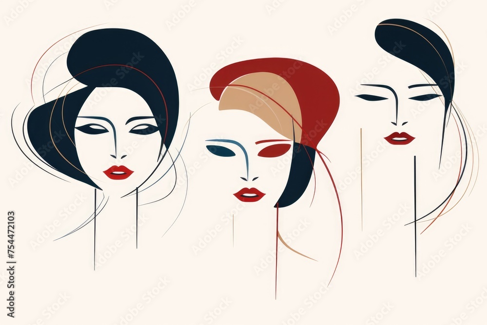 Image of three women showcasing different hair styles. Suitable for beauty and fashion related projects Image of three women showcasing different hair styles. Suitable for beauty and fashion related projects