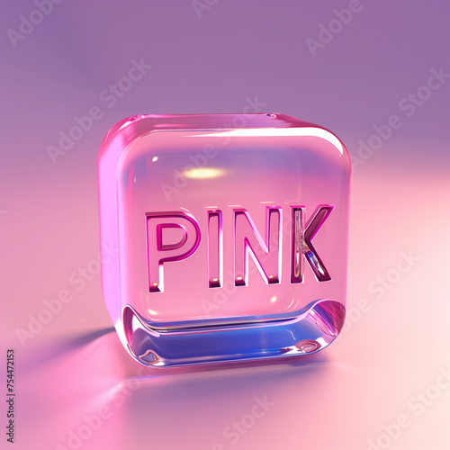 3d icon cute PINK symbol, neon colors