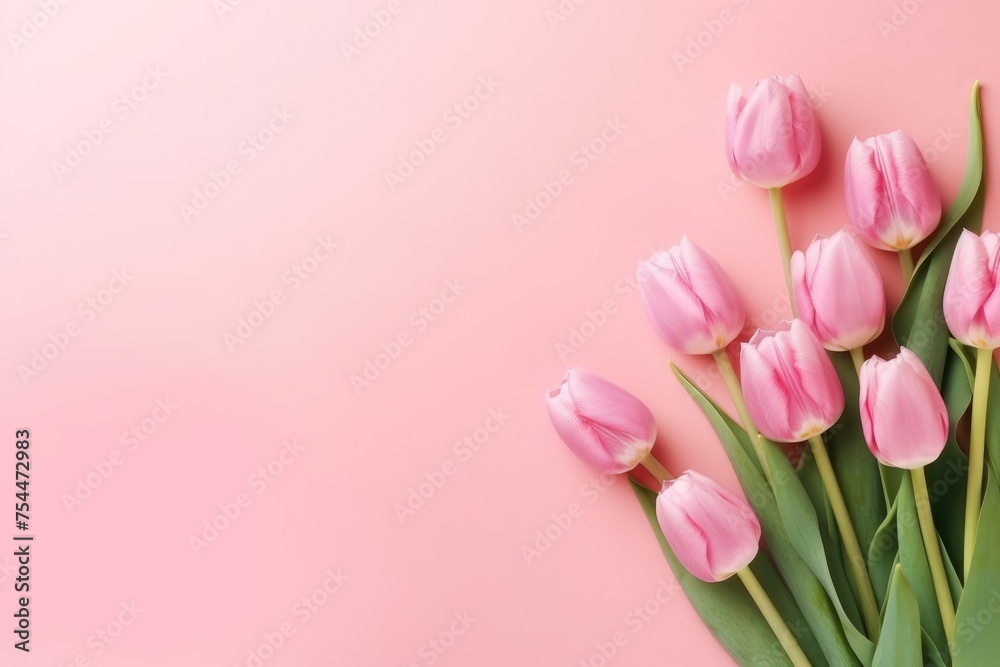 Fresh pink magnolia flowers spread on a white wooden background, ideal for springtime decor.