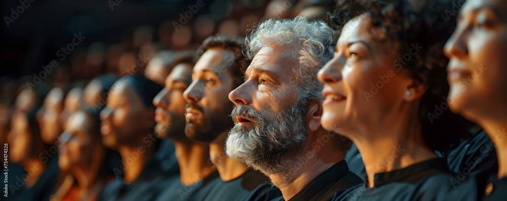 Harmonious Diversity: Dynamic Shot of Singers of Different Ages and Backgrounds. Concept Harmonious Diversity, Dynamic Shot, Singers, Different Ages, Backgrounds