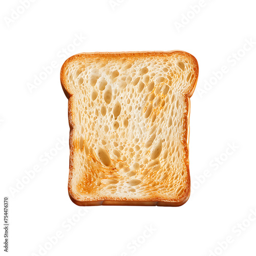 a single sliced toast or bread, front view, baked food, isolated on a transparent background. 