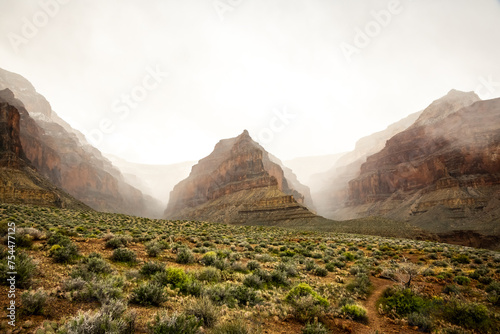 Snow Storm Gathers Over Vesta Temple In Grand Canyon