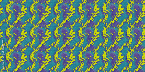 Blue and Green Pattern With Lizard