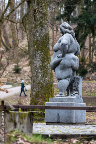 Modern sculpture in Stryi Park in Lviv. Ukraine. Sculpture "Confident" 