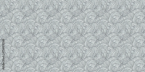 Gray and White Wallpaper With Leaves