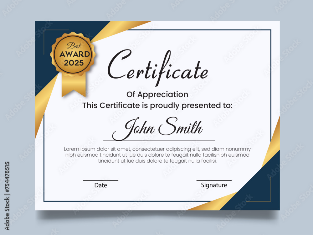 Obraz premium Modern and minimal Certificate design template 