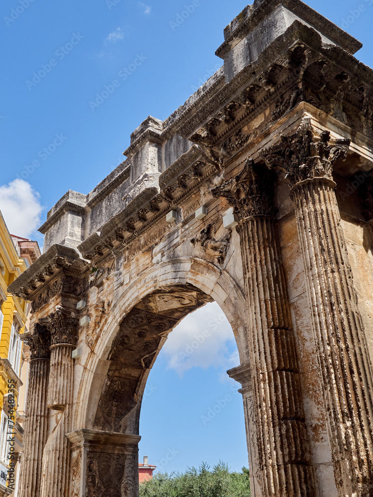 Arch of the Sergii. The Arch of the Sergi is a stone ancient Roman triumphal arch in Pula, Istria, Croatia, Europe