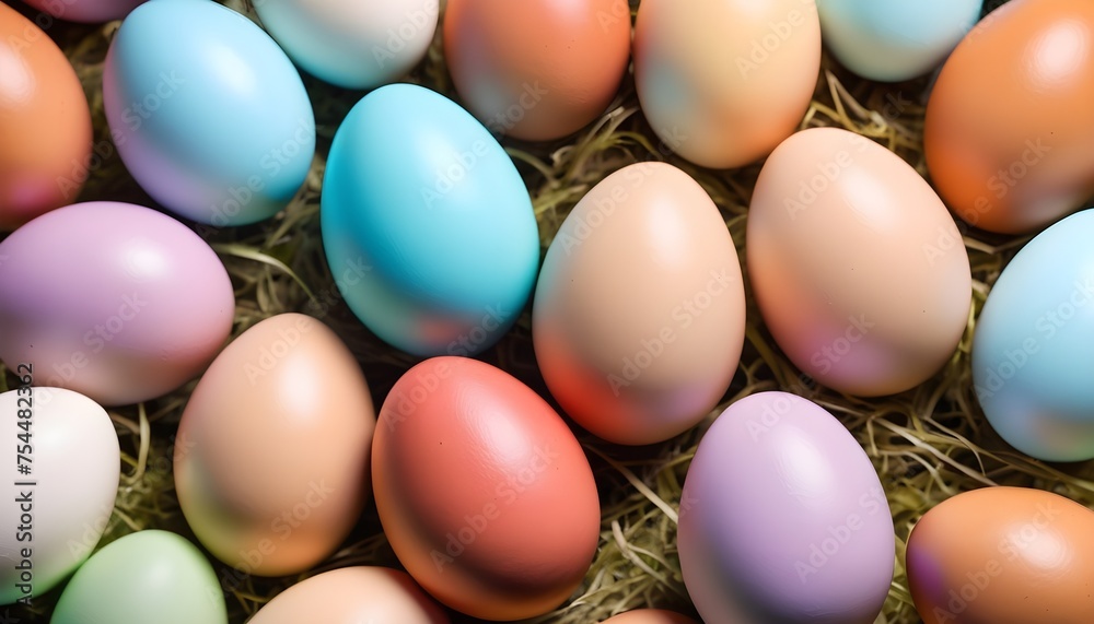 Multitude of colorful painted chocolate easter eggs background, view from above Multitude of colorful painted chocolate easter eggs background, view from above