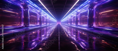 futuristic scifi tunnel corridor with glowing lights