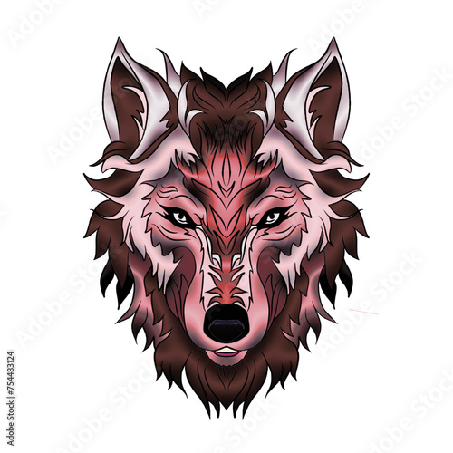 The elegant wolf head logo icon template is suitable for use as an icon for communities or industries operating in the sports sector photo