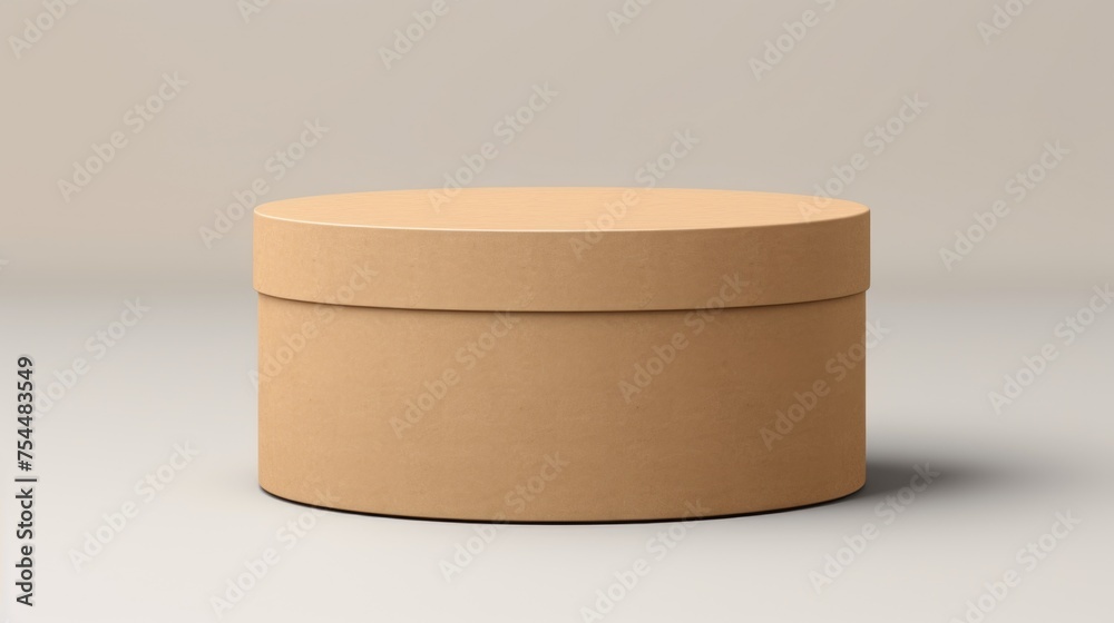 Round box with lid on a white surface, ideal for product packaging design - obrazy, fototapety, plakaty 