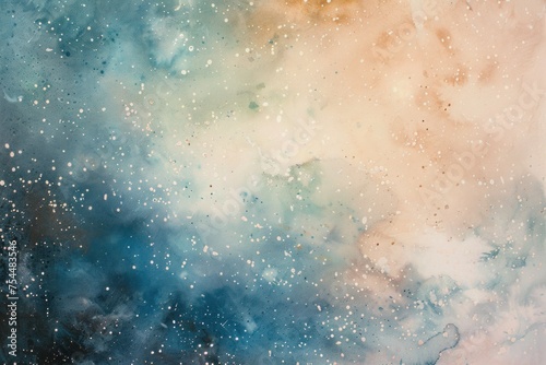 The soft hues of a watercolor background lend a sense of lightness and airiness to the image, creating an atmosphere of unique beauty and mystery photo