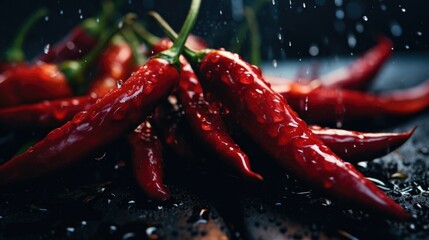 Crédence de cuisine  Fresh red hot peppers on a rustic wooden table, perfect for food and spice related projects  © Fotograf