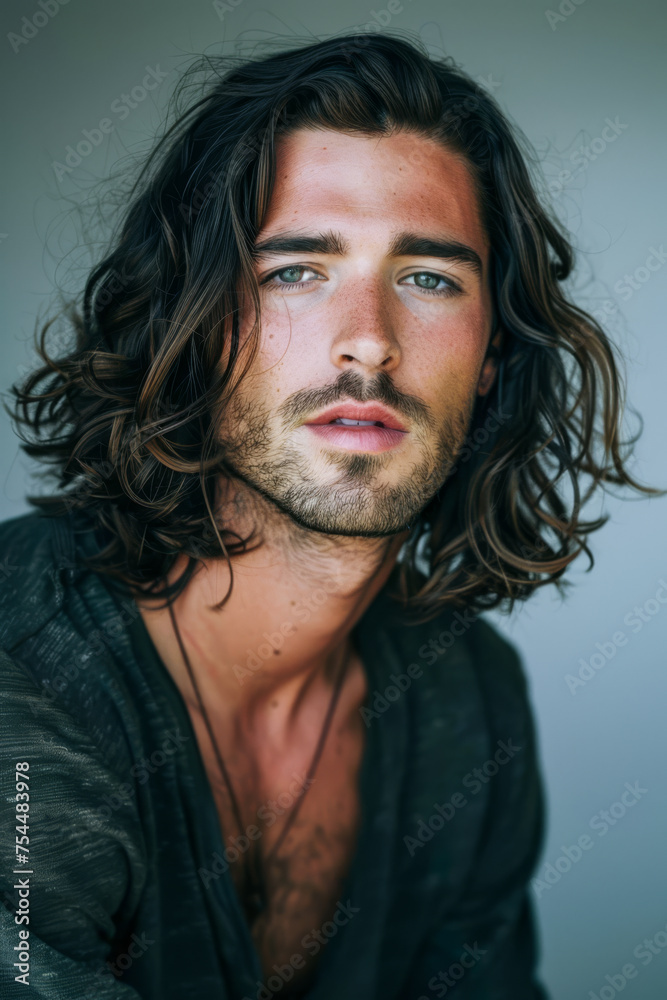 Portrait of a young caucasian man isolated from a grey copy space background ideal for text Portrait of a young caucasian man isolated from a grey copy space background ideal for text