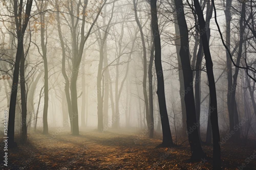 Misty forest scene, perfect for nature concepts