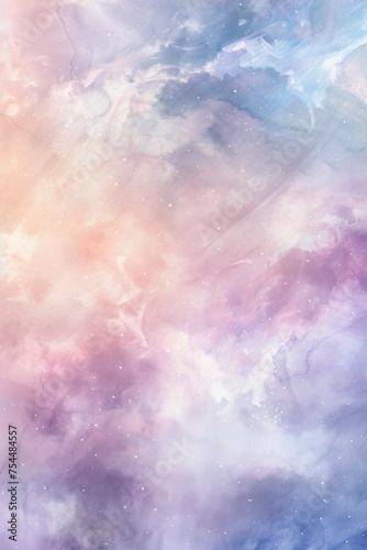 The soft hues of a watercolor background lend a sense of lightness and airiness to the image, creating an atmosphere of unique beauty and mystery