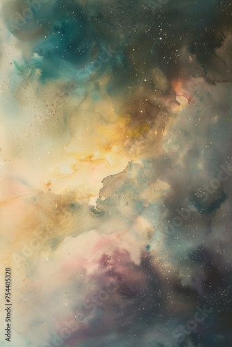 The soft hues of a watercolor background lend a sense of lightness and airiness to the image, creating an atmosphere of unique beauty and mystery © Anna