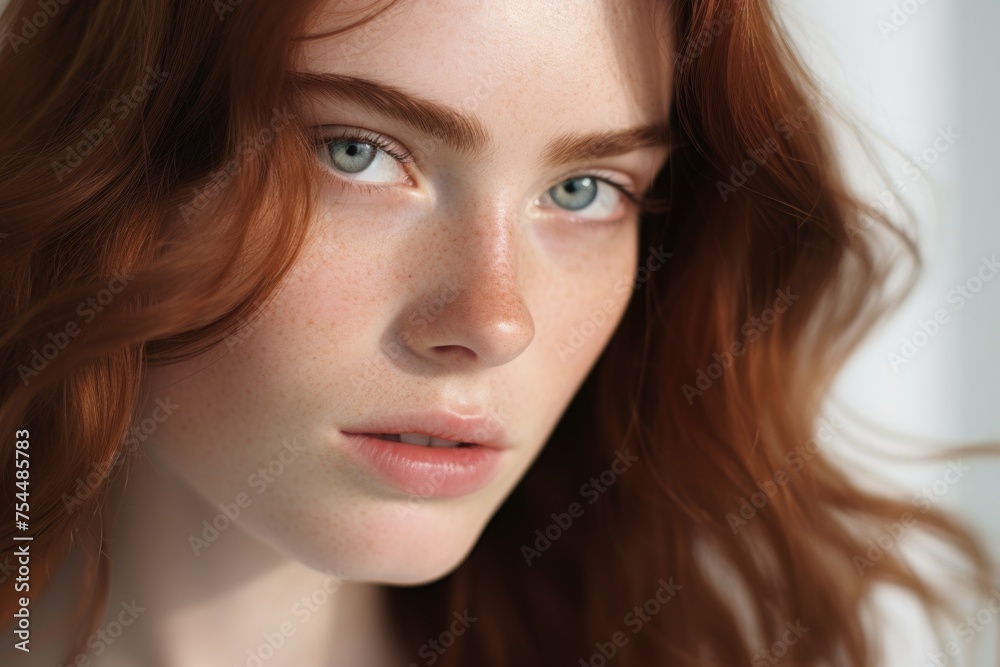 Close up of a woman with vibrant red hair, suitable for beauty and fashion concepts Close up of a woman with vibrant red hair, suitable for beauty and fashion concepts