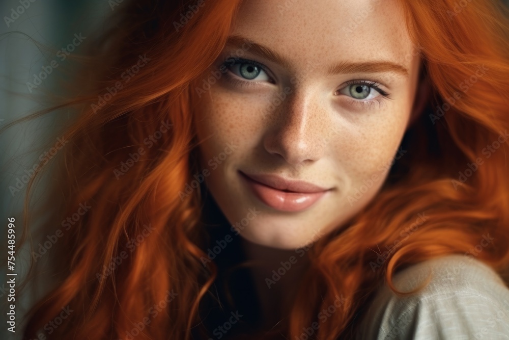 A close up of a woman with vibrant red hair. Ideal for beauty or fashion concepts A close up of a woman with vibrant red hair. Ideal for beauty or fashion concepts