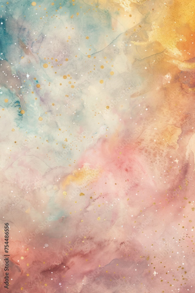 Fototapeta premium The soft hues of a watercolor background lend a sense of lightness and airiness to the image, creating an atmosphere of unique beauty and mystery
