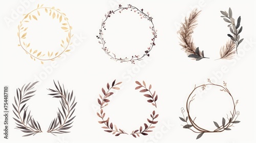 Set of four different wreaths on a white background. Perfect for various design projects