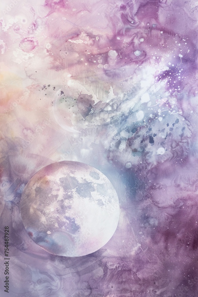 Obraz premium The soft hues of a watercolor background lend a sense of lightness and airiness to the image, creating an atmosphere of unique beauty and mystery