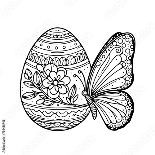 Easter egg coloring page with intricate patterns.