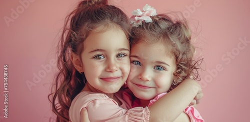 Two Little Girls Hugging Each Other
