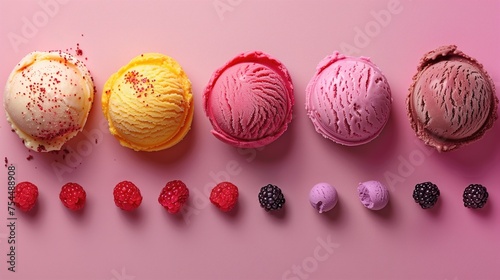 Colorful Varietal Scoops Of Ice Cream.