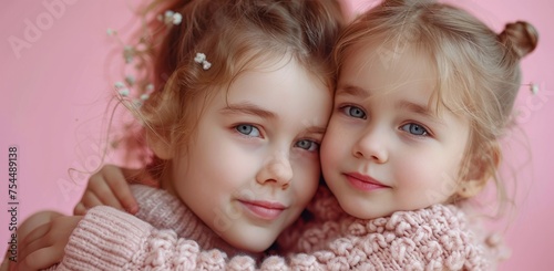 Two Little Girls Hugging Each Other