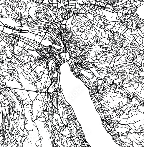 Silhouette map of Zurich Switzerland