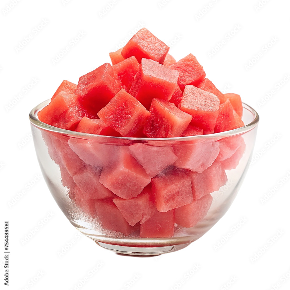 Sliced watermelon in a glass bowl isolated on transparent background Sliced watermelon in a glass bowl isolated on transparent background